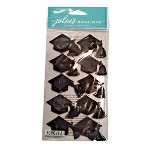 Jolee's Boutique 3D Embellishments, Black Graduation Caps, 2 Packs (20 pieces)
